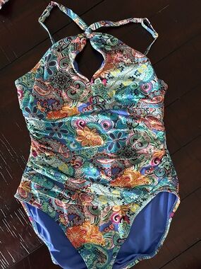 Paisley Halter One-Piece Swimsuit in Multicolor